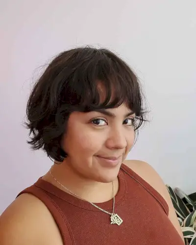 wavy classic bob with bangs