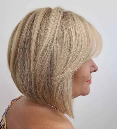 blonde bob with layers for older women