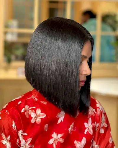Long A-Line Angled Bob Cut with Blunt Ends