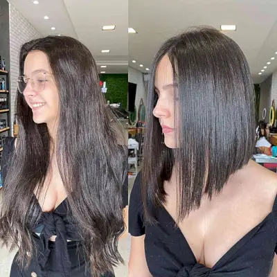 Dark Brown Sleek Center-Parted A-Line