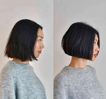 Chin-Length Soft Blunt One-Length Bob for women with fine hair types