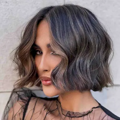 One-Length Bob with Caramel Balayage