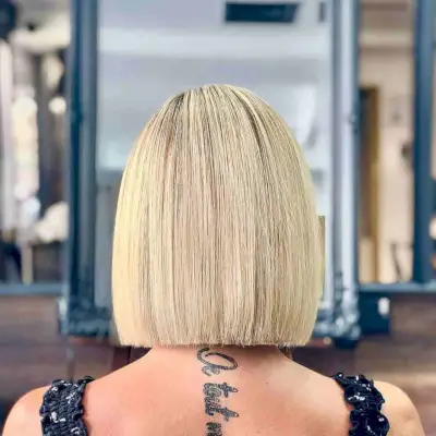One-Length Blonde Bob for Straight Hair