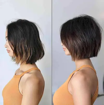 One-Length Bob with No Bangs