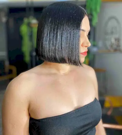 Glossy Jet Black One-Length Bob