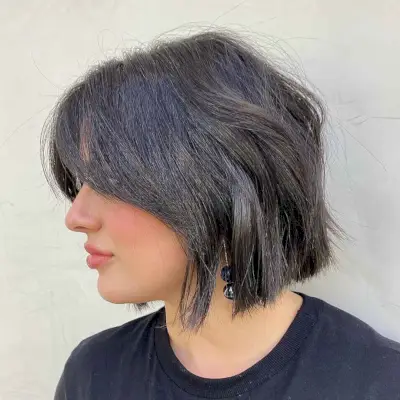 Textured Blunt Bob with Face-Framing Bangs