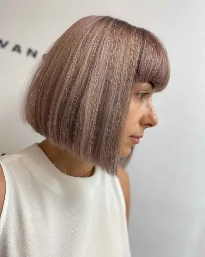 Blunt Lob Haircut with Brow-Length Bangs