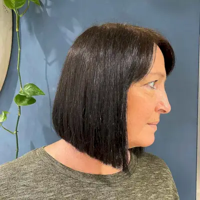 Long One-Length Bob with Side Bangs