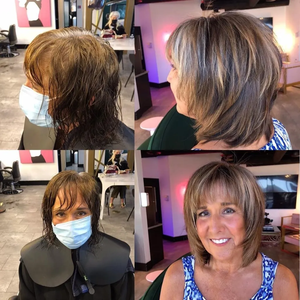 מבט מלפנים ומאחור של אונה מדובללת' title=