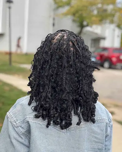 Shoulder-Length Black Boho Messy Bob