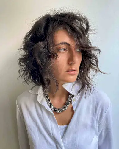 Side-Parted Messy Bob Style