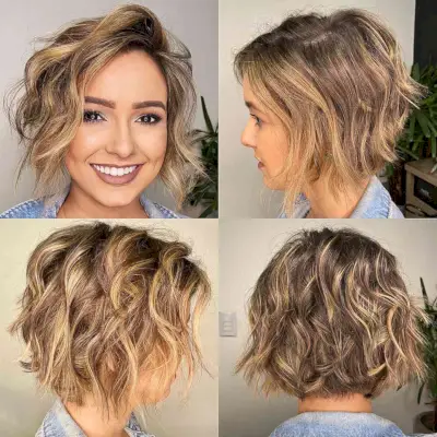Deeply Side-Parted Messy Short Bob