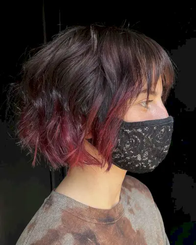 Wavy Ombre Hair with Choppy Bangs