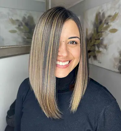 Attractive Long Bob for Fine Hair and Round Faces