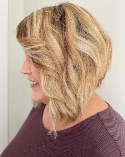 short angled bob with side swept bangs