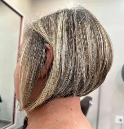 Short and Angled Bob with Highlights