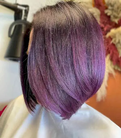 Neck-Length Soft Purple Angled Bob