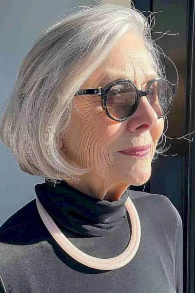 Concave Bob Hairstyle for ladies past 70