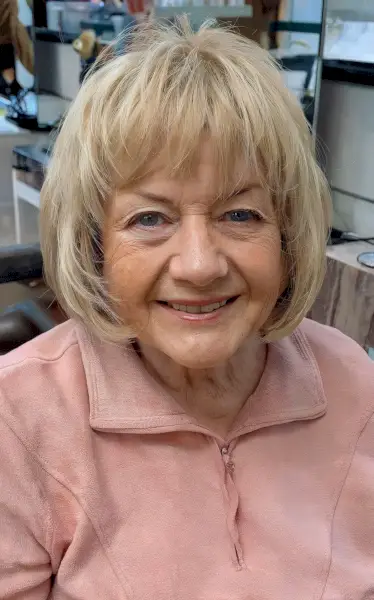 Lovely Bob with a Root Retouch and Lowlights for 70-Year-Olds