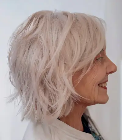 White Wispy Bob Style for Women Over 70 with Fine Hair