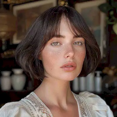 Jaw-Skimming Length French Bob with Curtain Bangs