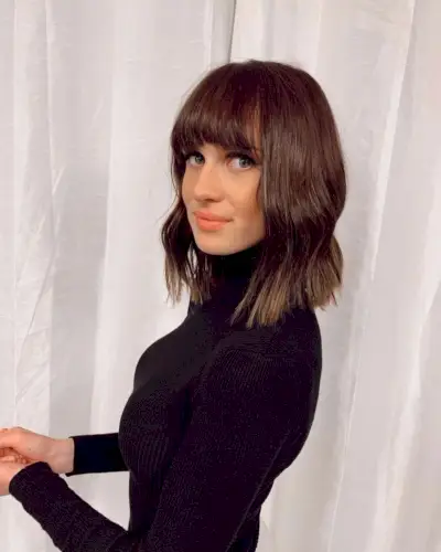 Long Angled Bob with Bangs