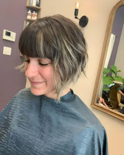Angled Choppy Bob with Bangs Hairstyle