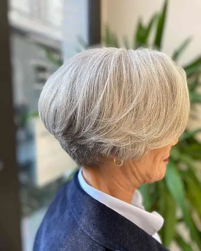 Ear-Length Bob with a Shaved Nape for older women with short hair