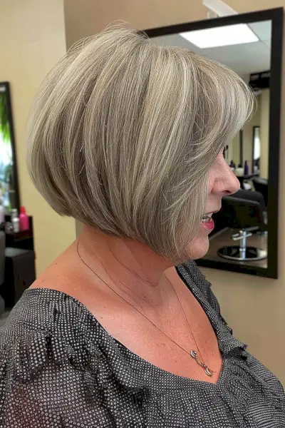 Angled Bob with Layers for Senior Women Over 60