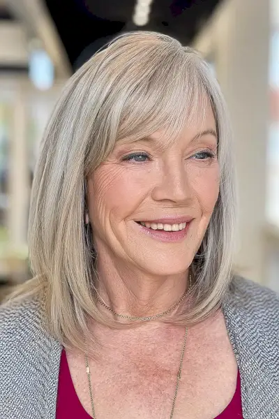 Long Bob with Long Layers for a Woman in Her 60s