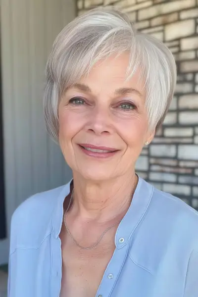 Edgy Asymmetrical Layered Bob for Ladies Passed 60