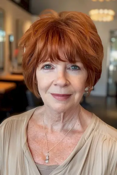 Voluminous Layered Bob Haircut for Women in Their 60s