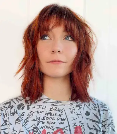 Long Choppy Bob with Curtain Bangs for Thinner Hair