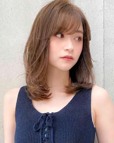 Layered Lob Cut with Side Bangs for Thin-Haired Women