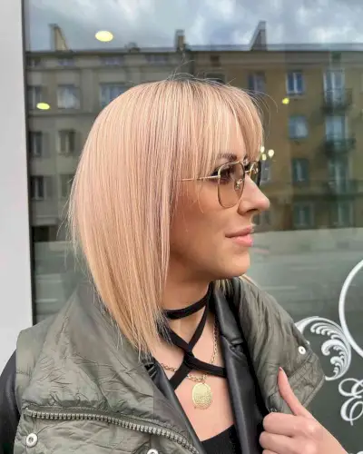 Neck-Length Round Bob with Bangs for Thinning Hair