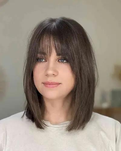 Soft Lob with Thin Bangs for Fine Hair