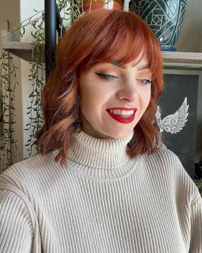 Shoulder-Length French Bob with Fringe for Thin Hair