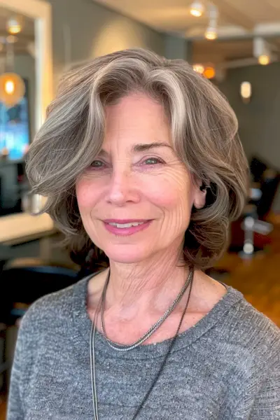 Sassy Short Bob with Silver and Ash Blonde Highlights Hairstyle