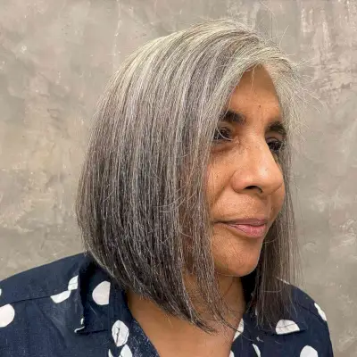 Long Graduated Bob for Women Over 60 with Thinning Hair