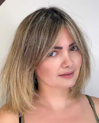 Low-Maintenance Long Bob for a Round Face