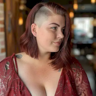 Lob with an Undercut for Women with Round Faces and Thick Hair