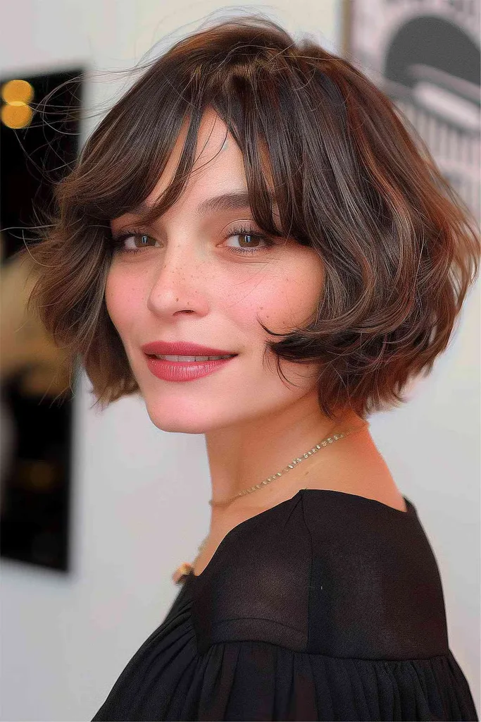 Coupe bob Chanel décontractée avec des extrémités texturées et vives pour un style volumineux.' title=