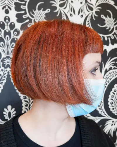 Jaw-Length Blunt Haircut with Micro Bangs