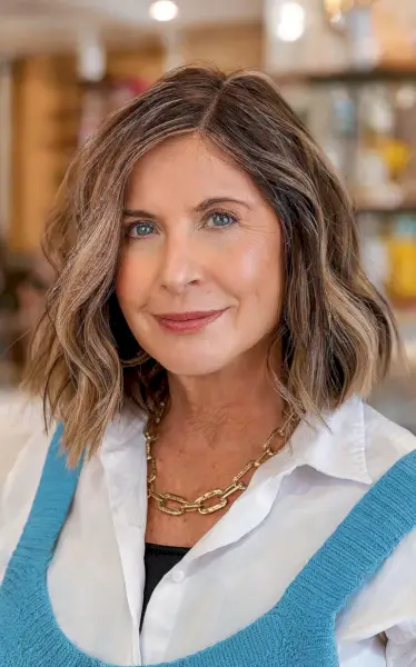 Medium Wavy Bob with Beach Waves