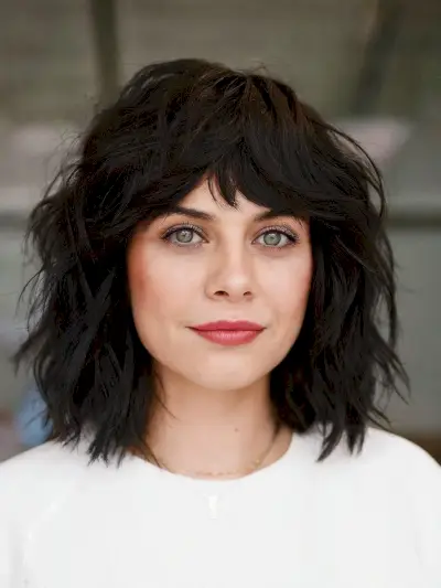 trendy shoulder-length wavy bob hairstyle