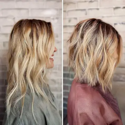 Textured Long Wavy Inverted Bob with Layers