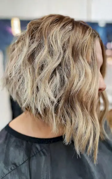 Youthful Wavy Angled Bob
