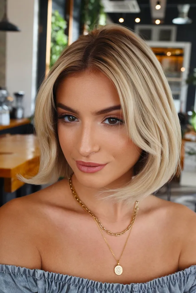 90-talsbob i lager utan lugg med rena linjer' title=