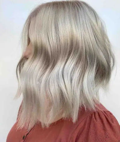 ash blonde lob cut