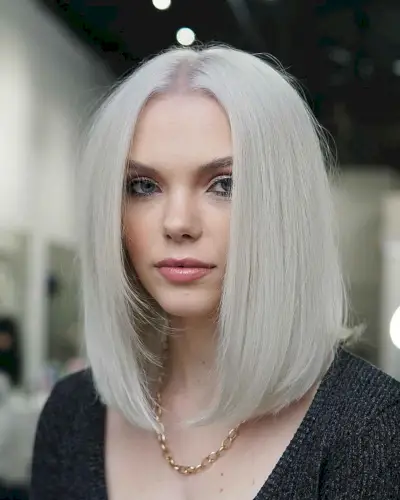 middle-parted lob hairstyle